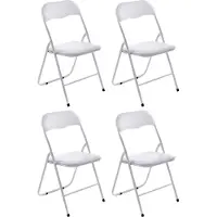 CLP 4er Set Klappstuhl Felix Klappbarer mit Kunstleder PVC Sitz Gepolstert | Farbe weiß/weiß