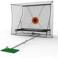 StarTech.com Golf-Übungsnetz - Robustes Trainingsnetz - 3,05 x 2,44 m - Ballrückführung - Metallrahmen - Für drinnen und draußen - Schwarz