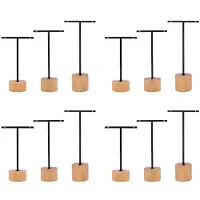 Typecat 12-Teiliger T-Bar-Ohrringständer mit Holzsockel, Schmuckhalter zum Aufhängen, Schmuck-Organizer für Fotografie-Requisiten A
