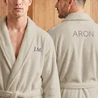 Yoursurprise Personalisierter Fleece-Bademantel für Männer - Beige - L/XL