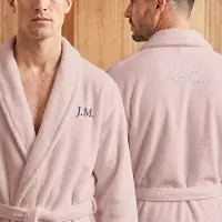 Yoursurprise Personalisierter Fleece-Bademantel für Herren - Bestickt - Rosa - L/XL
