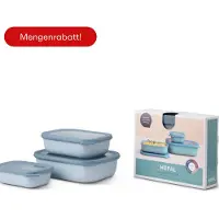 Mepal Set Frischhaltedosen Cirqula - Mikrowellengeschirr - Multikom rechteckig flach 3-teilig (500+1000+2000 ml) - Nordic blue - Meal prep boxen