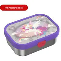 Mepal Campus Edelstahl Bento Brotdose mit Gabel - Unicorn Glow - Vesperdose - Einschulung
