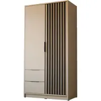 Lookway Zweitüriger Kleiderschrank NELA mit Lamellen 105 cm, Kaschmir / Kaschmir + Schwarz