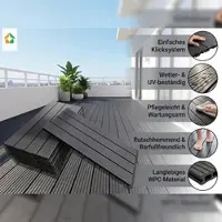 Prestige Home Living Outdoor 6tlg. WPC Terrassenfliesen PUERTO PICOLO 60 x 30 cm - Anthrazit
