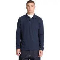 Timberland Herren Langarm-Poloshirt Blau – Elegantes Design mit Stickerei