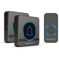 Siltcon Protectly Funkklingel Set mit 2 Empfängern – kabellose Türklingel bis 450m, 60 Melodien, LED Anzeige & IP55