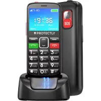 Protectly Seniorenhandy 4G V2 – SOS-Taste, große Tasten, Ladestation, Schwarz