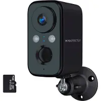 Protectly 2K Überwachungskamera kabellos – Akku WLAN Kamera außen/innen, Nachtsicht, Zwei-Wege-Audio, 64GB SD & IP66