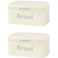 Jojomino 2X Archaistisch Brot Box Schrank Eisen Snack Box Desktop Finishing Staubdicht Aufbewahrung Box Lagerplatz Keeper Essen Küche Regal Dekor Weiß