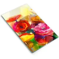 Wallfluent GLASPLATTE 30x52 cm Bunte Gemalte Blumen