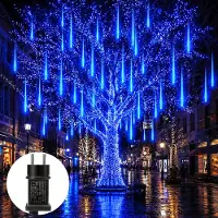 Rosikey 4M Meteorschauer Lichterkette 288 LED Weihnachtsdeko Eiszapfen Lichterkette Winter Halloween Dachrinne Fenster Garten Balkon Deko, Blau