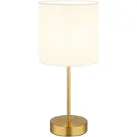 Globo Lighting Tischleuchte TRUETT, Messing, matt, Stoff, weiß, E14, H 37cm
