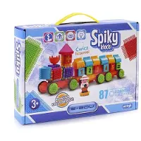 Artyk Bausteine Set 86-teilig: Zug mit Stachelbahn, flexiblen Bürsten, Zahlen & Lokführerfigur