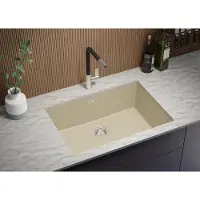 Markenlos Unterbauspüle Alles Beige - London, 66x47cm | Spülbecken 1 Becken + Ablauf-Set, Granitspüle ab 70er Unterschrank (S396)