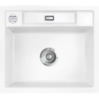 SYSTEMCERAM Flächenbündige Spüle BELA 57 F in POLAR mit Excenterbedienung / / Keramikspüle