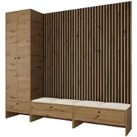 Mirjan 24 Garderoben-Set Balma VI, Komplett-Set mit Kleiderschrank, 2x Unterschrank, 4x Paneel 42x42 (Farbe: Artisan Eiche / Artisan eiche + Schwarz, Manila 02)