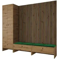 Mirjan 24 Garderoben-Set Balma VI, Komplett-Set mit Kleiderschrank, 2x Unterschrank, 4x Paneel 42x42 (Farbe: Artisan Eiche / Artisan eiche + Schwarz, Manila 35)