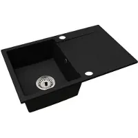 Kondela Granit-Küchenspüle mit Siphon Rovana 79,5x49,5 cm - schwarz