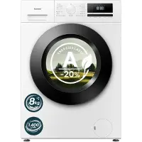 Homex WF814H1A-W Waschmaschine 8kg, Frontlader - 1.400 U/Min, Dampffunktion, AquaStop, Inverter Motor, 15 Programme