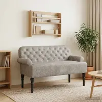vidaXL Zweisitzer mit Knopfheftung Hellgrau 120 x 65 x 78 cm