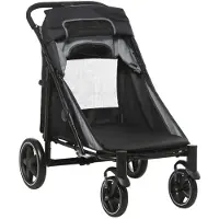 BellaFurn Zusammenklappbarer Hundekinderwagen | Farbe: Grau und Schwarz | Abmessungen: 65x112x100 cm