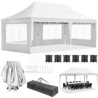 Famanu Partytent 3x6 Meter - Mit Seitenwänden, UV-Schutz, Wasserabweisend, Weiß