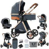 StarTech.com 3-in-1 Kombikinderwagen Travel System - Aluminiumrahmen - Zusammenklappbar - Babyschalenkompatibel - Tragfähigkeit 20 kg - Blau