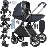 StarTech.com 3-in-1-Baby-Kinderwagen - Kombikinderwagen - Faltbar - Autositztauglich - Für geborene - Tragfähigkeit über 20 kg - Blau