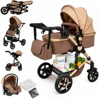 StarTech.com Baby-Reisesystem - 3-in-1-Kombikinderwagen - Für geborene - Faltbar - Leinen - Bis 15 kg - Khaki