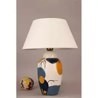 Opviq , Hochwertige Tischlampe mit Keramikkörper, Ø38 h: 25 cm, Höhe: 50 cm | E27 Fassung, max. 40 W, IP20 | Elegantes Design in Creme, ideal für moderne Wohnräume.