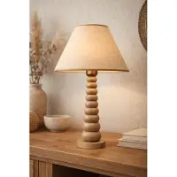 Opviq , Hochwertige Tischlampe mit Holz-Korpus, Rafia-Schirm, Ø25 cm, Höhe 47 cm, Kabel 150 cm, E27 Fassung, max. 40 W, Gold, IP20, ideal für modernes Wohnen.