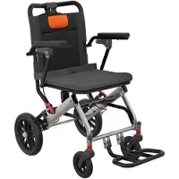 StarTech.com Transportrollstuhl - Faltbarer Rollstuhl für Erwachsene - Ultraleicht bis 100 kg - Sitzbreite 40 cm - Hochklappbare Armlehnen - Schwenkbare Beinstützen - Handbremse - Schwarz/Orange