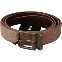 Dolce&Gabbana Ceinture en cuir à boucle dorée en peau exotique beige pour homme