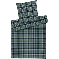 Elegante Soft-Flanell Bettwäsche Manchester 155x220 cm + 80x80 cm waldgrün