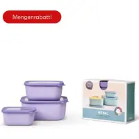 Mepal Set Frischhaltedosen Cirqula - Mikrowellengeschirr - Multikom rechteckig hoch 3-teilig (750+1500+3000) - Vivid lilac - Meal prep boxen