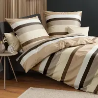 Janine Mako-Satin Bettwäsche J.D. 87116 sand braun 155x220 cm + 80x80 cm