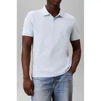 Calvin Klein Herren Poloshirt Kurzarm Monogram Pique aus Baumwolle, Blau (Winter
