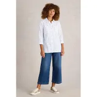 White Stuff Sophie Longline Cotton Shirt Ivory Multi Größe: 6 REGULAR | Longsleeves Outlet | Damen | Weiß