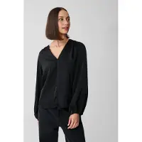 Shoeby La-sbclean V-neck Blouse Black Größe: XXL | Longsleeves Outlet | Damen | Schwarz