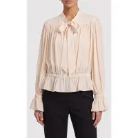 The Kooples Flowing Blouse With A Lavaliere Collar Ecru Größe: 34 | Longsleeves Outlet | Damen | Braun