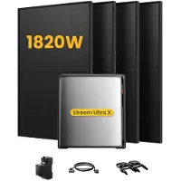 EcoFlow STREAM Ultra X 3,84 kWh Speicher für Balkonkraftwerk mit 4x Astronergy 450W Solarmodule und Smart Meter, 6000 Zyklen, 4 MPPT (0% MwSt)