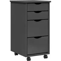 Helloshop26 - Rollbarer Schrank mit geräumigen Schubladen Schreibtisch 34 x 39 x 65,5 cm graues Kiefernholz
