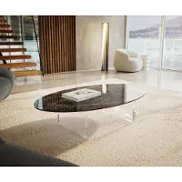 DELIFE Couchtisch Edge Oval 140x80 cm Keramik Emperador Extra Lucidato Dunkelbraun Lumia Acryl
