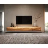 DELIFE Lowboard New Live-Edge 200 cm Eiche Natur 4 Türen schwebend