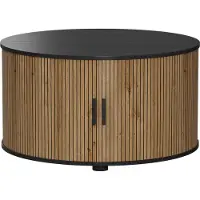 Vicco Couchtisch Selva Eiche/Schwarz 80 x 80 cm mit Schiebetür, Model 56362
