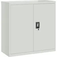 Décoshop26 - Büroschrank mit 2 Türen 90 cm grauer Stahl DEC024458 DEC024458