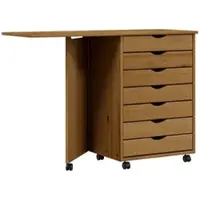 Helloshop26 - Rollbarer Schrank mit Klapptisch und Stauraum 105,5 x 39 x 74,5 cm honigbraunes Kiefernholz