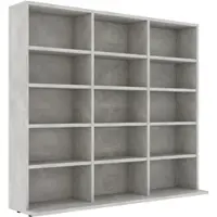 Helloshop26 - Praktischer CD-Schrank 100 x 23 x 89,5 cm mit 15 Fächern modernes Design Holzwerkstoff Betongrau
