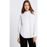 Tom Tailor Hemdbluse "Loose", Damen, Gr. 42, weiß, Obermaterial: 50% Baumwolle, 50% Lyocell, regular fit Po-bedeckend, Manschette, Blusen Hemdbluse, mit Manschetten